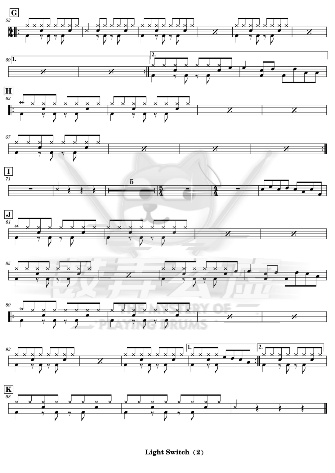 Charlie Puth《Light Switch》鼓谱 - 架子鼓谱第2张