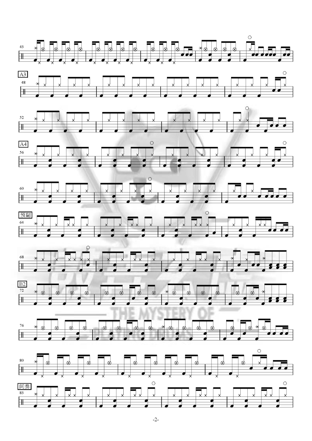 五月天《伤心的人别听慢歌》鼓谱 - 架子鼓谱第2张