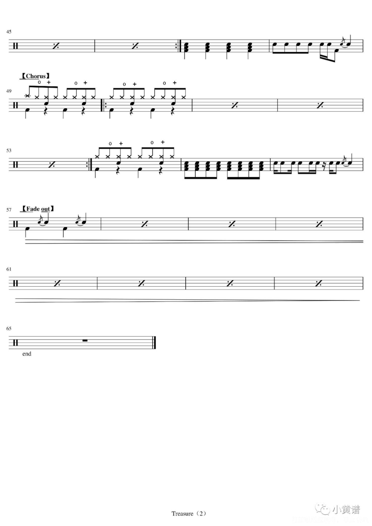 Bruno Mars《Treasure》鼓谱 - 架子鼓谱第2张