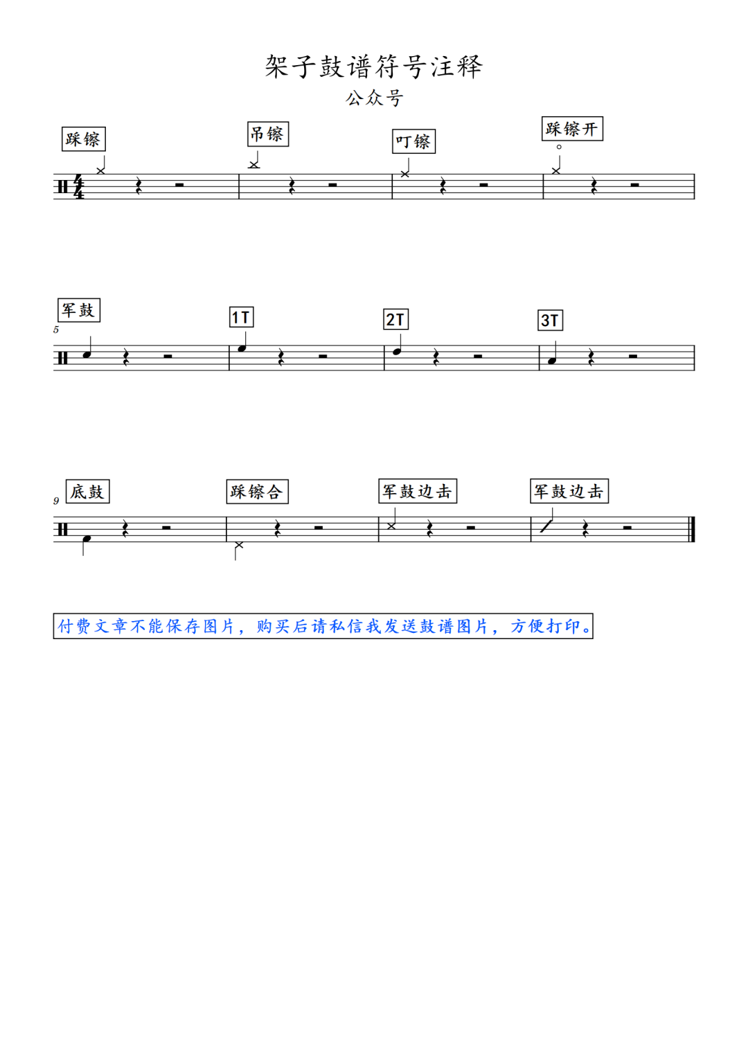 小虎鼓谱《公众号鼓谱符号注释》鼓谱 - 架子鼓谱第1张