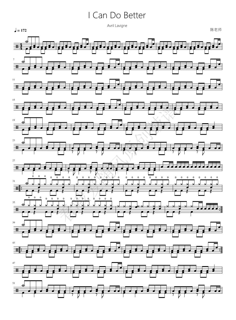 艾薇儿《I Can Do Better》鼓谱 - 架子鼓谱第1张